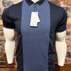 Denim & Flower Blue Textured short sleeve Knitted shirt.